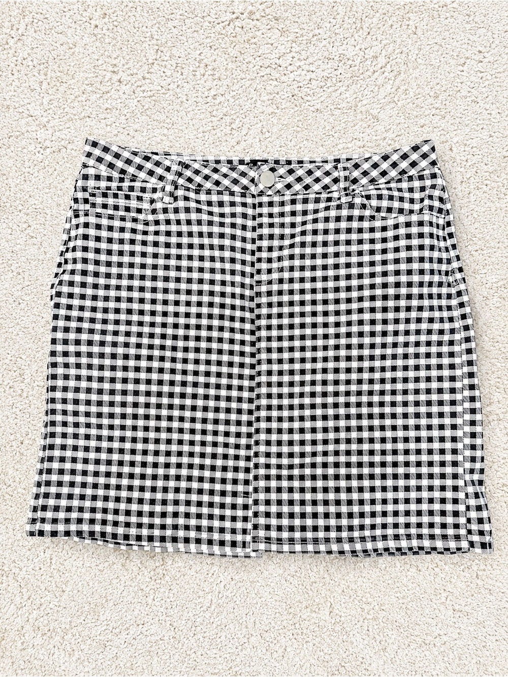 Baccini Black & White Gingham Mini Skirt Size 10